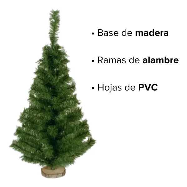 Arbolito De Navidad Mini 0,80mts Con Base De Tronco Natural Verde