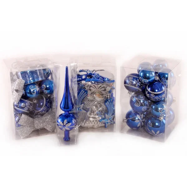 Kit Adornos Navidad Azul Plata 72 Piezas - Envío Gratis!