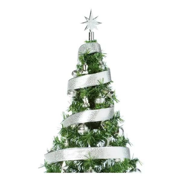 Arbolito De Navidad 80cm Con Adornos 30 Piezas Plata Verde