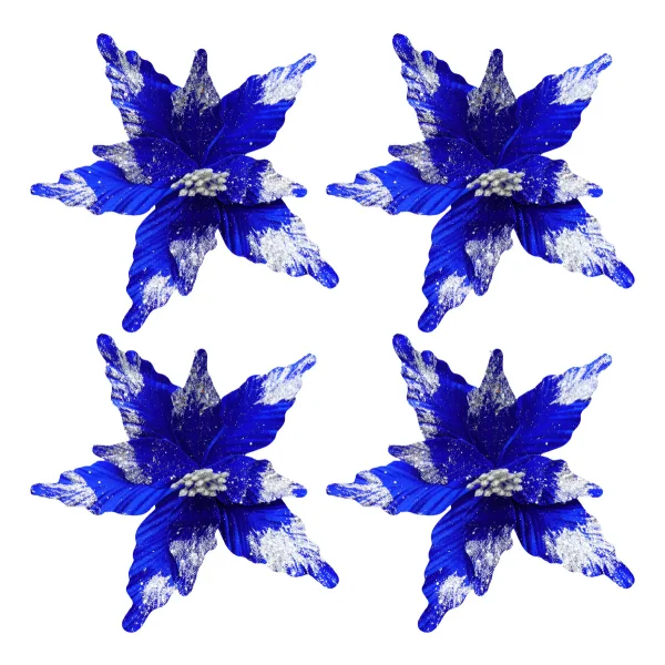 Flor 25cm Azul Arbol De Navidad Adornos Decoracion X4u