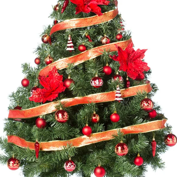 Arbol de Navidad Verde Montañes Deluxe 1,50mts + Decoracion Rojo