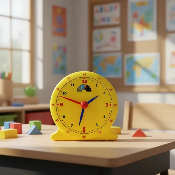 Reloj Didáctico Infantil Aprende Hora Día Noche Manecillas Amarillo