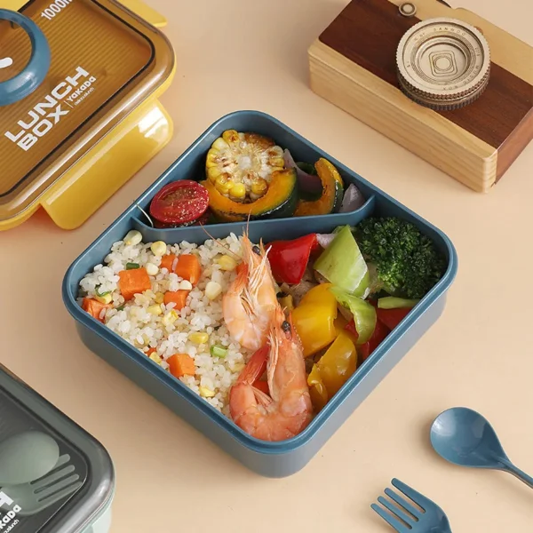 Lunchera Vianda Tupper Infantil Hermética Cubiertos 1000ml Verde