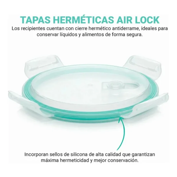 Set X6 Tuppers Contenedores Herméticos Vidrio Horno Freezer Transparente