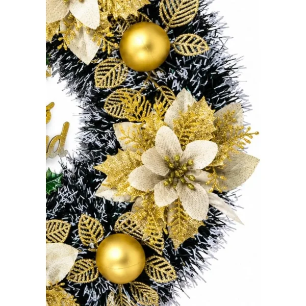Corona Navidad Decoración Navideña Adorno Nevado Deco 40cm Oro