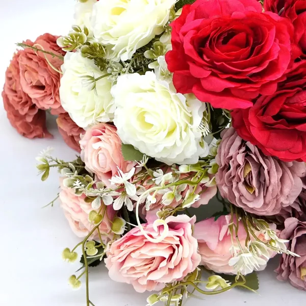 Ramo De Rosas Flores Artificiales 35cm Decoracion X3 Rosa Viejo