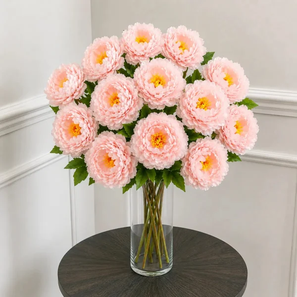 Peonias Artificiales Tallo Largo 70cm 3 Flores Deco Eventos Fucsia