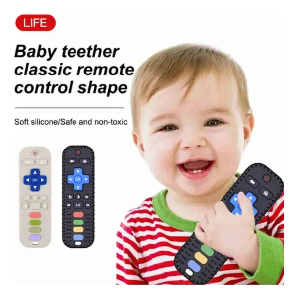 Mordillo Bebé Control Remoto Silicona Mordedor Dienticion Negro