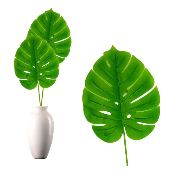 Planta Artificial Hoja Monstera Costilla De Adan X3 Unidades