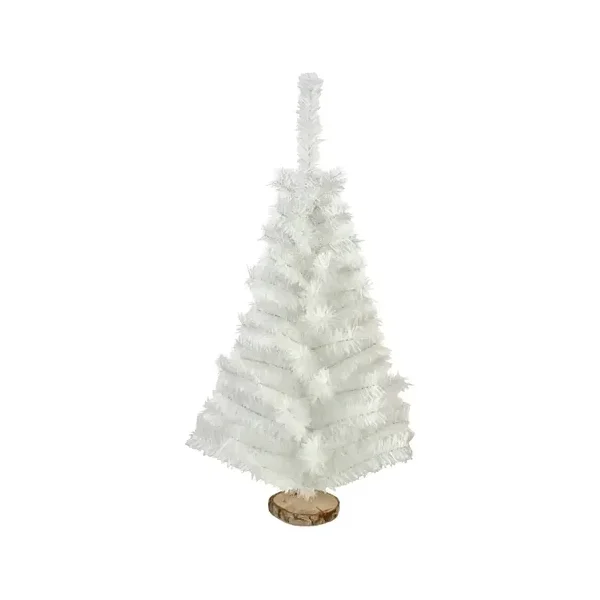Árbol De Navidad Blanco 80cm Base Tronco Natural Fabesa Mini Pino