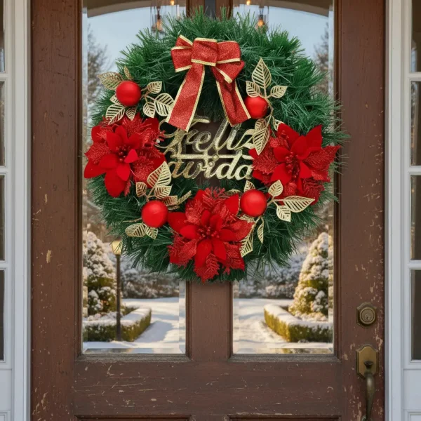 Corona Navidad 40 Cm Adorno Para Puerta Decoracion Navideña