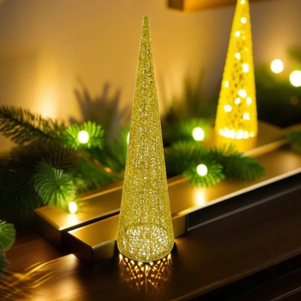 Pino Alambre Cono Navideño Decoración Adorno Navidad 60cm Oro