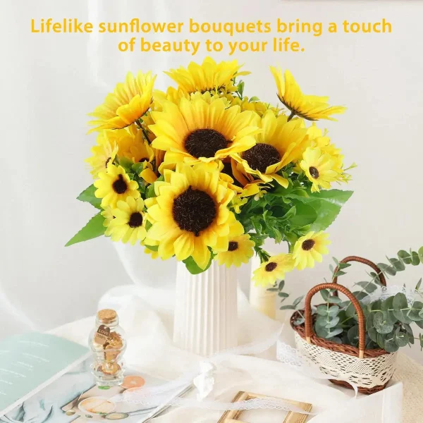 Ramo Girasol Artificial Expreso Polar 30cm Decoración Amarillo