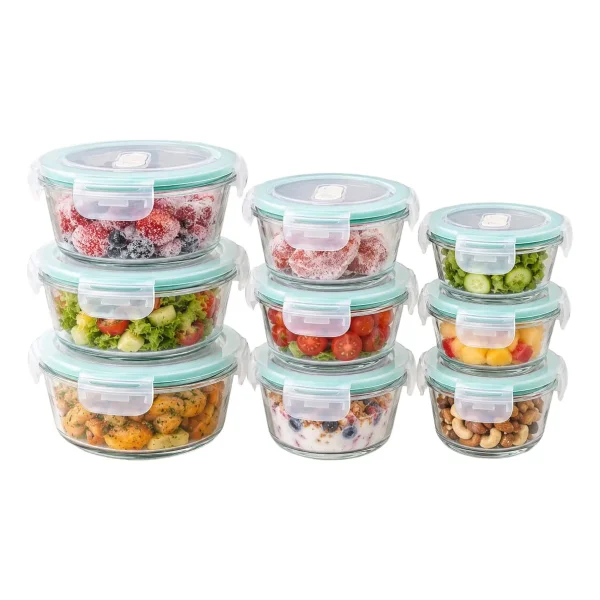 Set X9 Tuppers Contenedores Herméticos Vidrio Horno Freezer Transparente