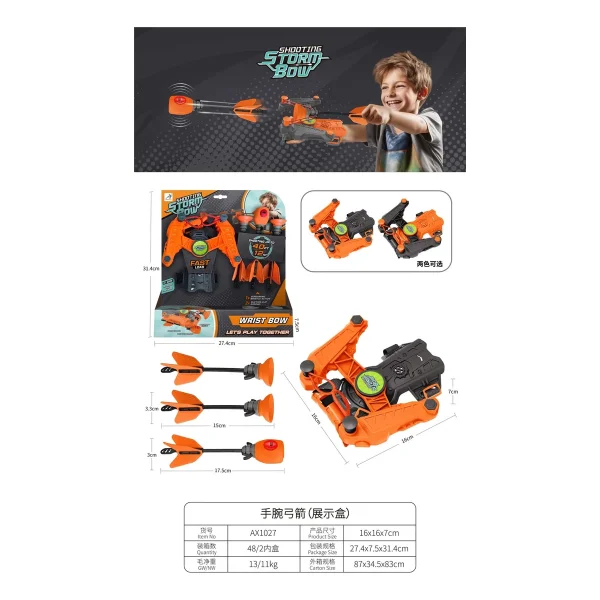 Arco Y Flecha Juguete Lanzador Para Niños Dardos De Espuma Naranja