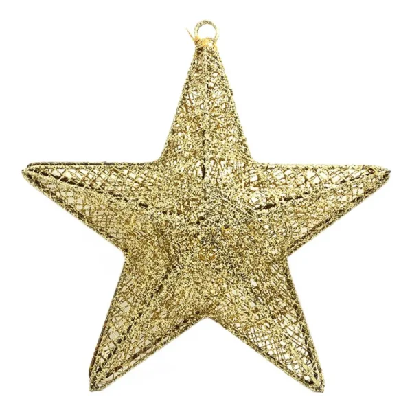 Adorno Navideño Estrella Colgante 30cm Decoración Navidad Oro Estrella Colgante