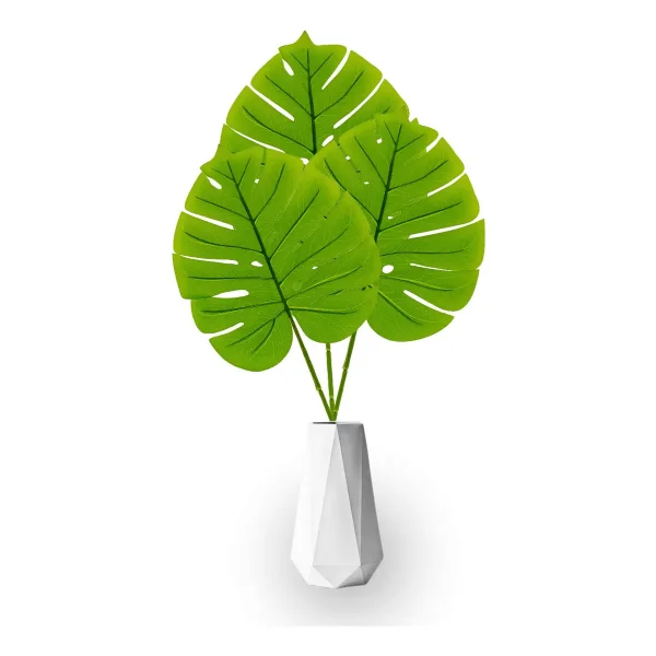 Planta Artificial Hoja Monstera Costilla De Adan X3 Unidades
