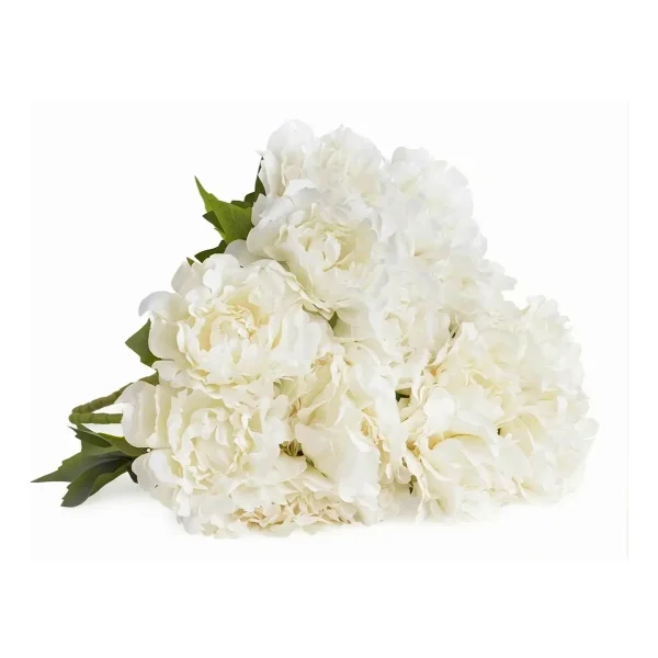 Ramo De Peonias Pack X3 Flores Artificiales 40cm Deco Hogar Blanco