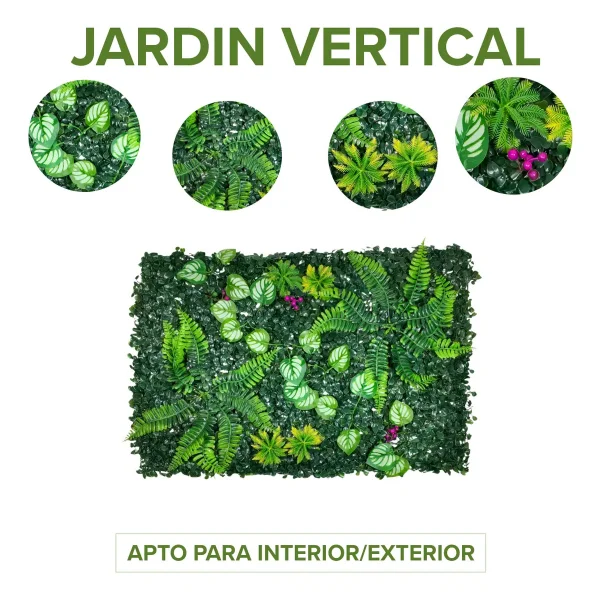 Jardín Vertical Cesped Artificial Flores Muro X10 Unidades Verde