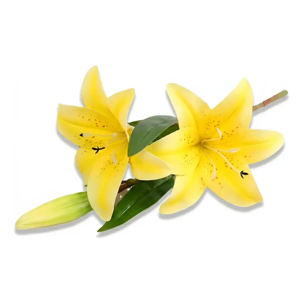 Ramo De Flores Lirios Artificiales Lilium Toque Real 36cm Blanco