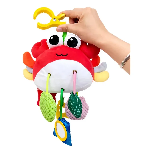 Juguete Colgante Cochecito Bebe Cangrejo Sonajero Sensorial Rojo