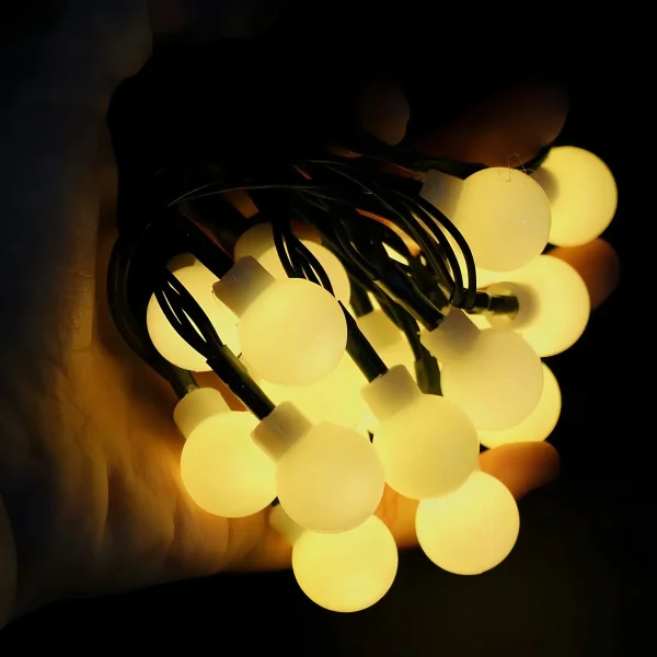 Luces De Navidad X20 Bolitas A Pilas Guirnalda Led 3mts Luces Calidas