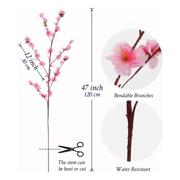 Flor De Cerezo Artificial Rama Alta Decoracion Hogar 1,20mts Rosa
