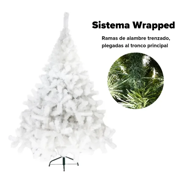 Arbol De Navidad Blanco Montañes Deluxe 1,80mts + Kit Rosa