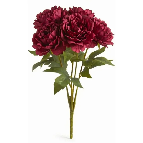 Ramo De Peonias Pack X6 Flores Artificiales 40cm Deco Hogar Bordó