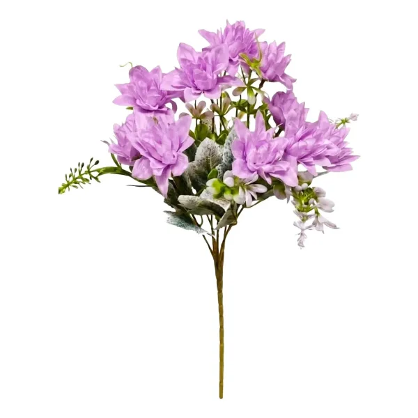 Ramo De Flores Artificiales Dalia 30cm Deco Hogar Pack X3 Lila