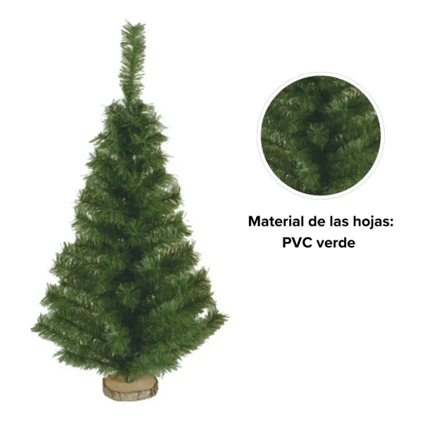 Arbolito De Navidad Mini 0,80mts Con Base De Tronco Natural Verde