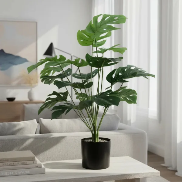 Planta Artificial Con Maceta Monstera 70cm Decoración Hogar Verde