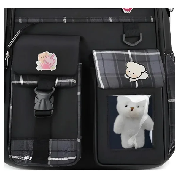 Mochila Escolar Infantil Colegio Urbana Reforzada Para Niñas Color Negro Diseño De La Tela Liso