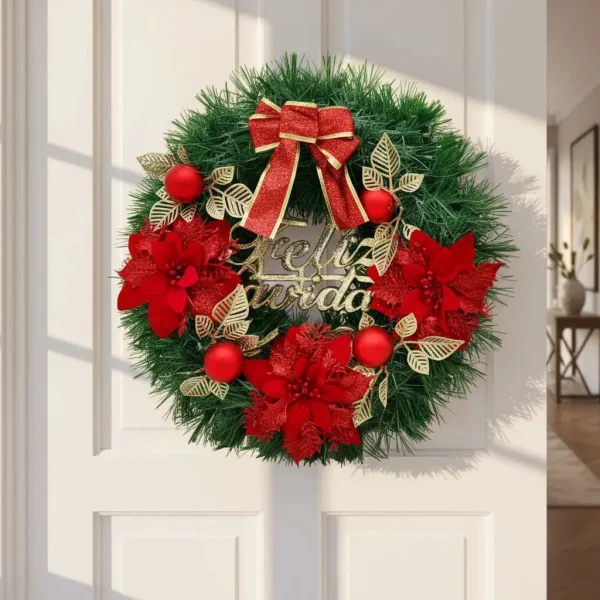 Corona Navidad 40 Cm Adorno Para Puerta Decoracion Navideña