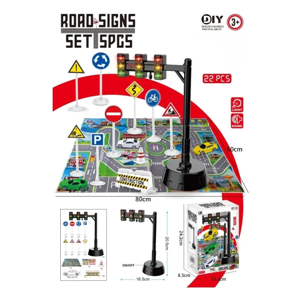 Set Señales Viales Educativo Autos Semáforo Luz Sonido Mapa Multicolor