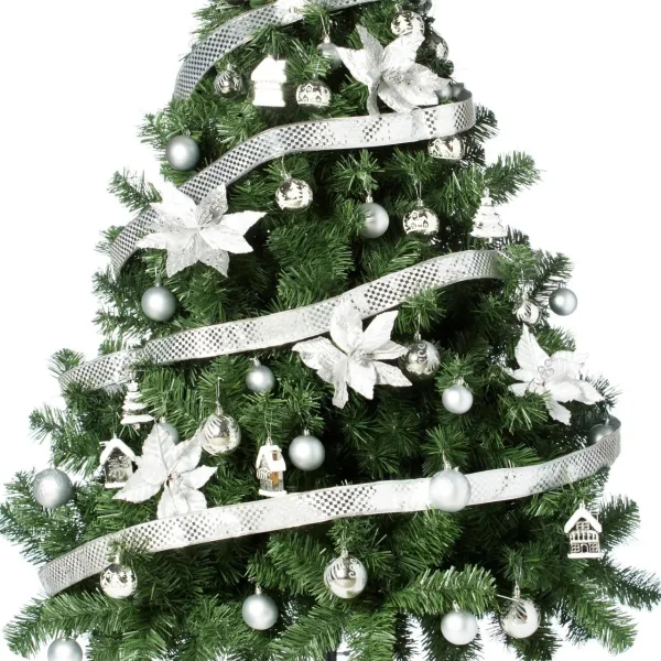Arbolito Navidad Montañes Deluxe 1.80mts Con Adornos Plata Plata