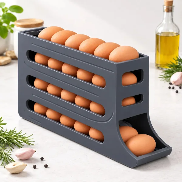 Huevera Organizador Deslizante 30 Huevos Heladera Cocina Gris Oscuro