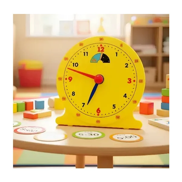 Reloj Didáctico Infantil Aprende Hora Día Noche Manecillas Amarillo