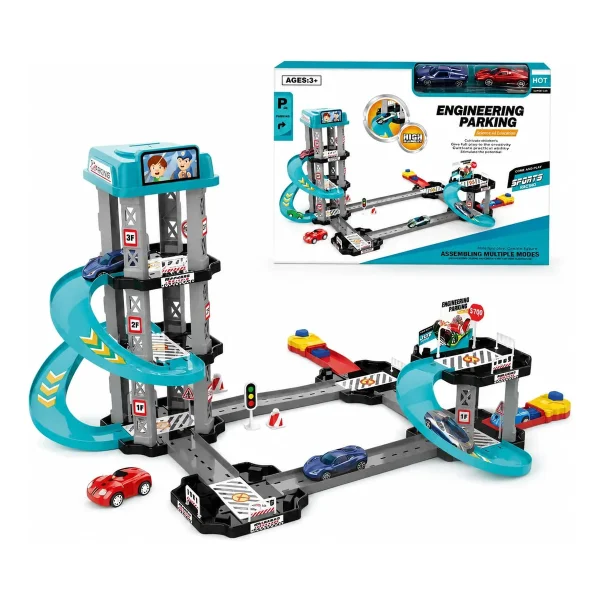 Pista Autos Garage 5 Niveles Rampas Circuito Juguete Niño Celeste