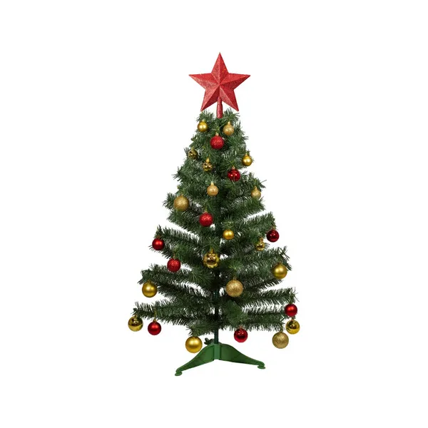 Arbol De Navidad Decorado Arbolito 1.20m Pino Carioca Color Rojo/oro