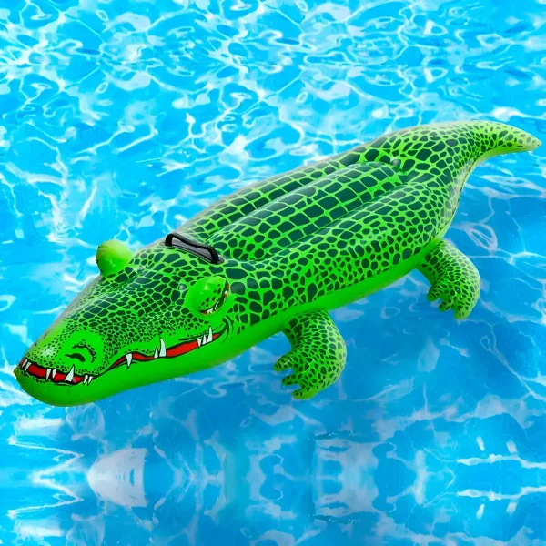 Colchoneta Cocodrilo Inflable Flotador Para Pileta Agua Verde