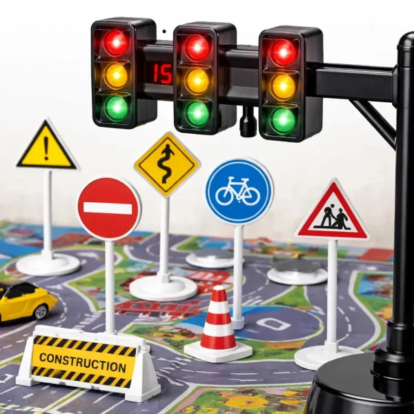 Set Señales Viales Educativo Autos Semáforo Luz Sonido Mapa Multicolor