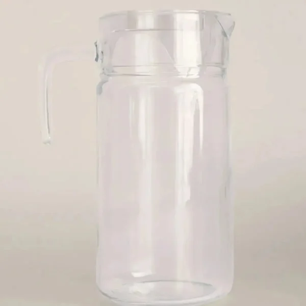 Jarra Vidrio Grande Lisa Con Tapa 1.9 Litros Transparente