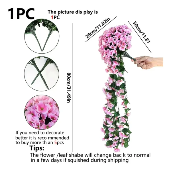 Ramo Flor Colgante Planta Jardin Artificial Enredadera X4u Rosa