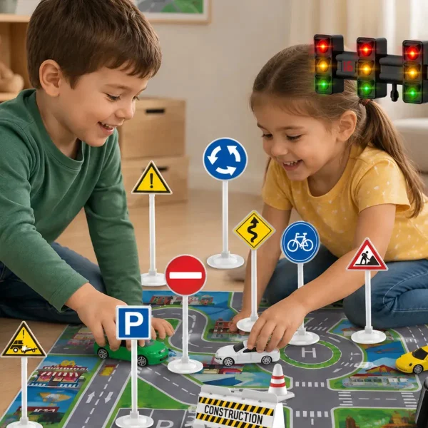 Set Señales Viales Educativo Autos Semáforo Luz Sonido Mapa Multicolor