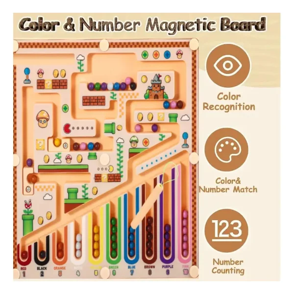 Juego Magnético Laberinto Bolitas Lápiz Colores Niños Beige
