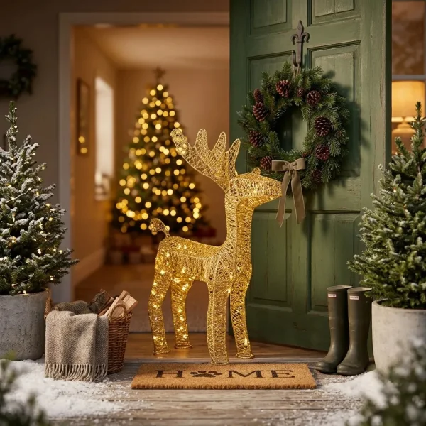 Reno Navideño  Decoración Adorno Hogar Navidad Fiestas 50cm Dorado
