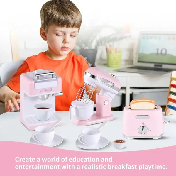 Juego De Cocina Electrodomésticos X3 Piezas Con Luz Y Sonido Rosa