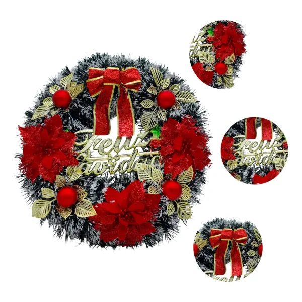 Corona Navidad Decoración Navideña Adorno Nevado Deco 40cm Color Rojo