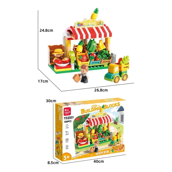 Set Bloques Construcción Juguete Mercado 100 Piezas Puzzle 100